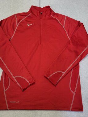 Nike Therma Fit 3/4 Zip Long Sleeve Sweatshirt Red Outwewear Large